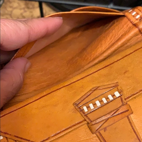 MOROCCAN CARAMEL CAMEL LEATHER WALLET UNISEX - Picture 6 of 8